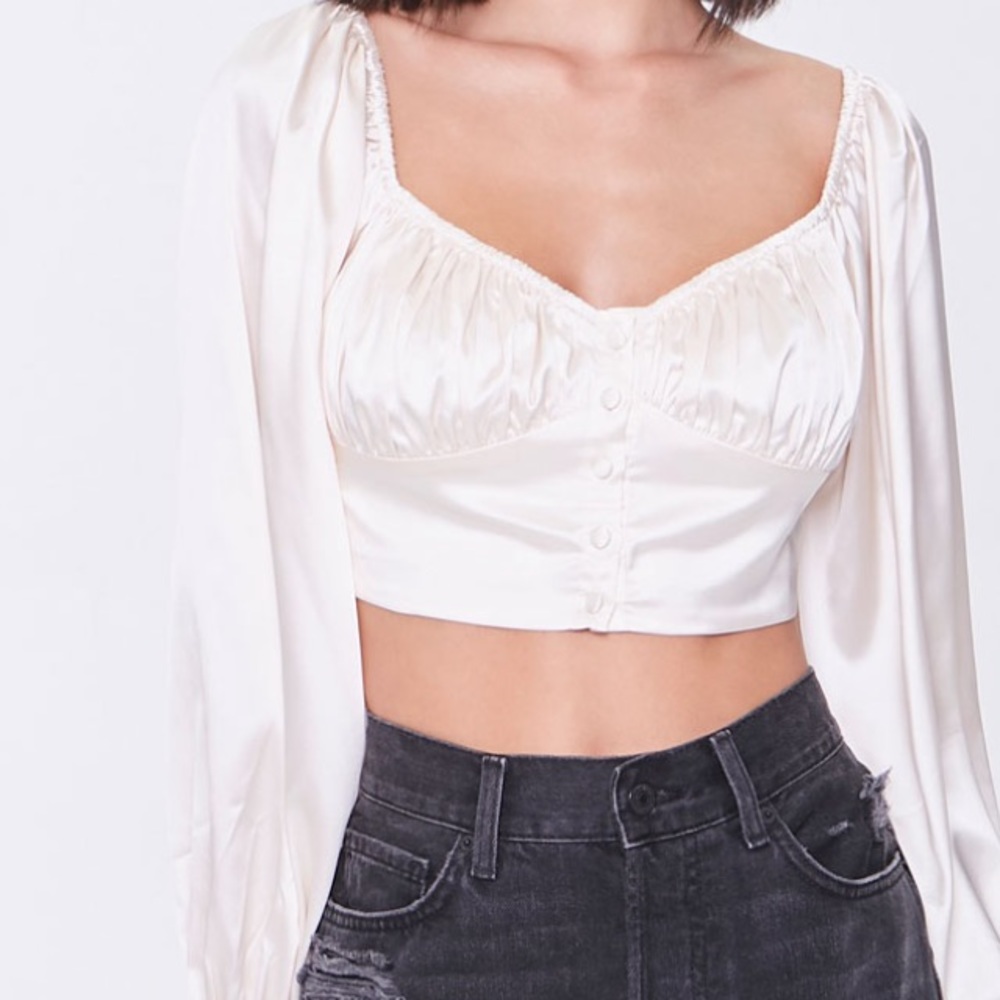 CREAM SATIN BLOUSE
